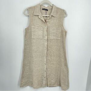 la tienda de carolina Lino linen shirt dress beige Sz M